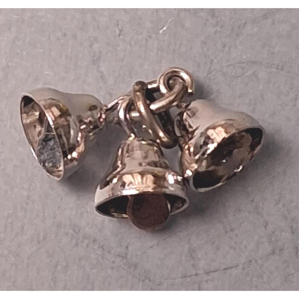 Vintage Sterling Bells Charm Pendant Wells 3 Bells